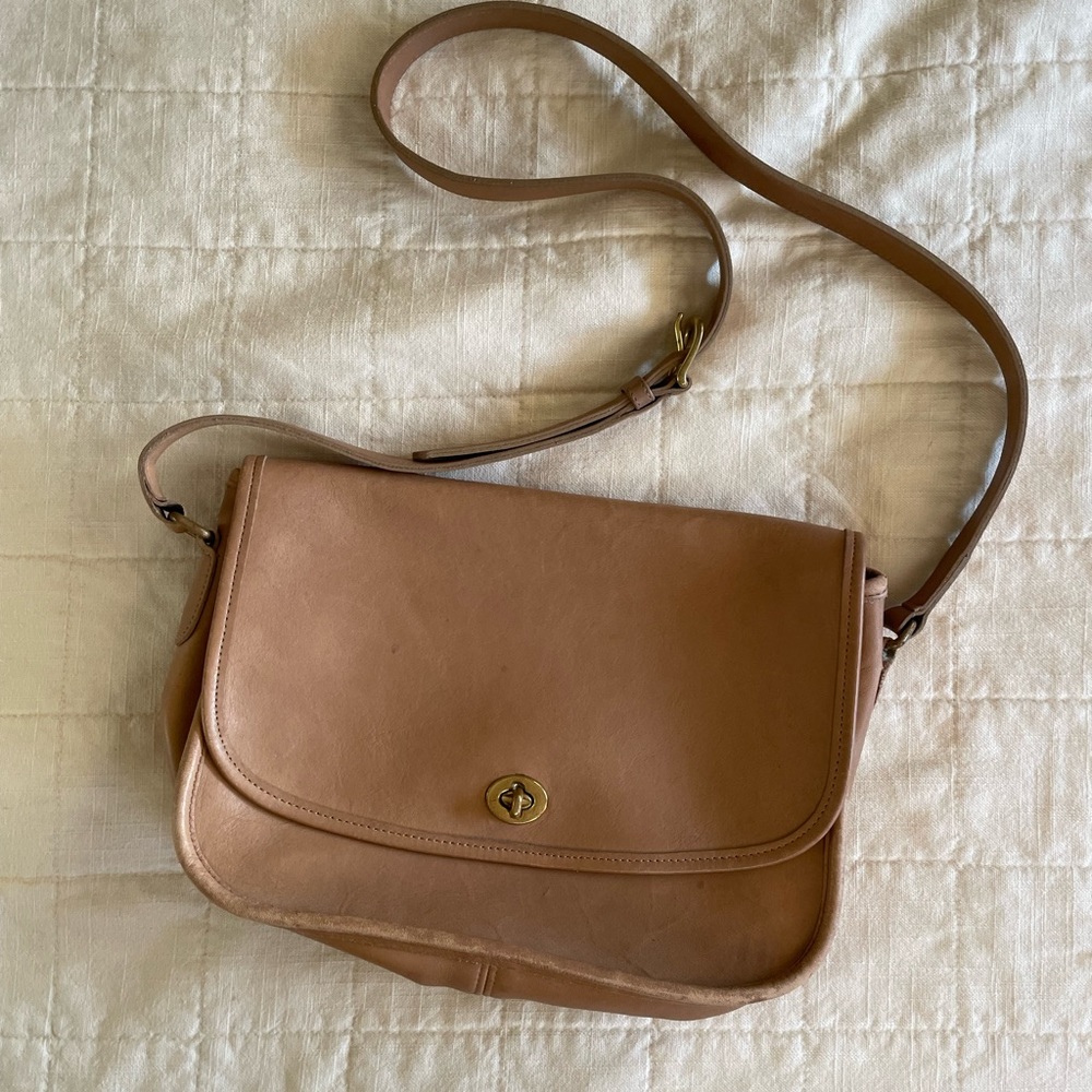 Vintage Tan Leather Coach Shoulder Bag